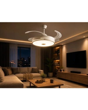 Etrion LED Tavan Fanı Bluetooth Hoparlörlü | 3 Renk Işık, 6 Kademe Hız, Uzaktan Kumandalı, Sessiz Motor, Modern Avize Fan