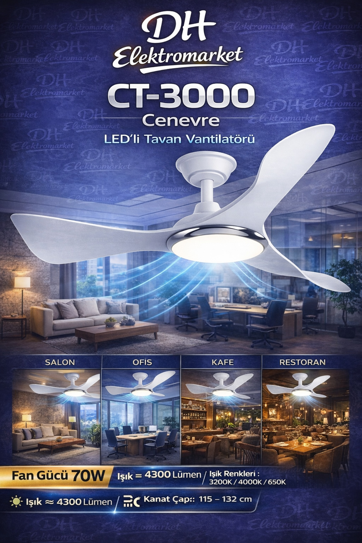 CATA CT-3000 Akıllı LED Tavan Vantilatörü